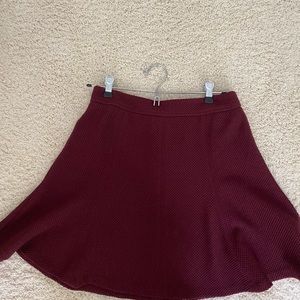 Loft Waffle Mini Skirt in Maroon